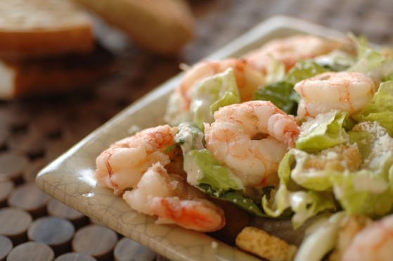 Ceasarsallad med argentinska rödräkor