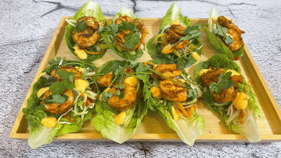 Räktacos i salladsblad 