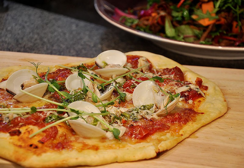 pizza med vongolemussla
