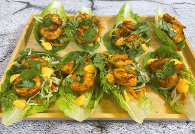 Räktacos i salladsblad 