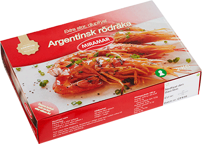 Argentinsk rödräka med huvud/skal 10-20/kg