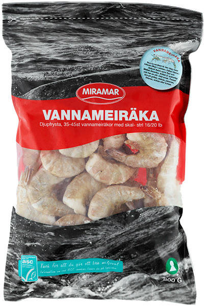 Vannameiräka med skal 16/20, ASC